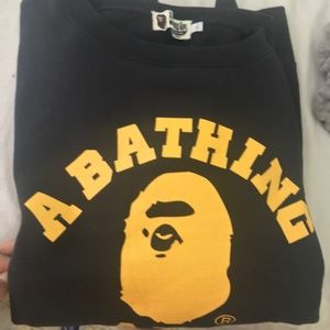 Bape College Crewneck Size XL Black/Yellow